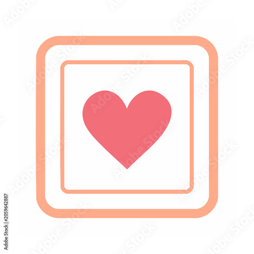 Pink heart icon in peach square frame