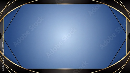 Modern blue gradient background with elegant black and gold frame