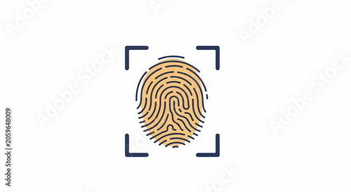 Stylized fingerprint graphic with scanning frame