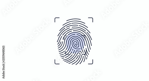 Stylized fingerprint scan with targeting brackets, highlighting authentication