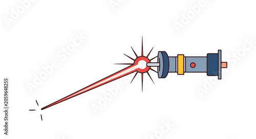 Stylized illustration of a futuristic light saber emitting a red beam and sparks