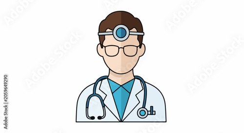 Stylized illustration of a male medical professional wearing a white coat and stethoscope