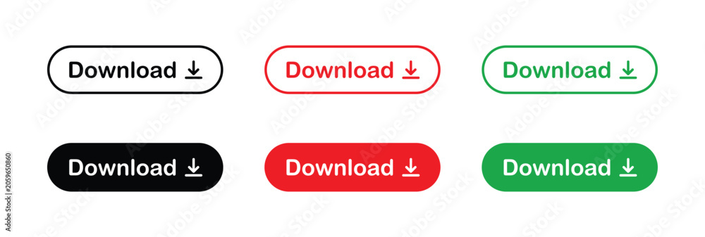 Fototapeta premium Download buttons in black, red, and green
