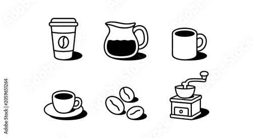 Photos Coffee icon set beverages, beans, and brewing equipment for cafes and drinks
