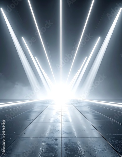 Bright beams of light shining forward.