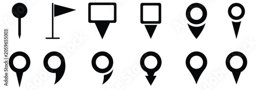 red and black Location map pin icons set, Map marker pointer icon set. location icon set vector with GPS pin, map and navigation symbols. 