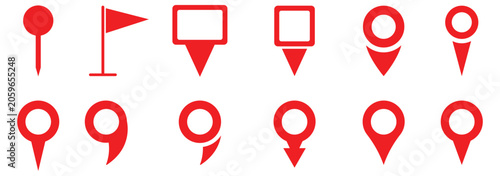 red and black Location map pin icons set, Map marker pointer icon set. location icon set vector with GPS pin, map and navigation symbols. 