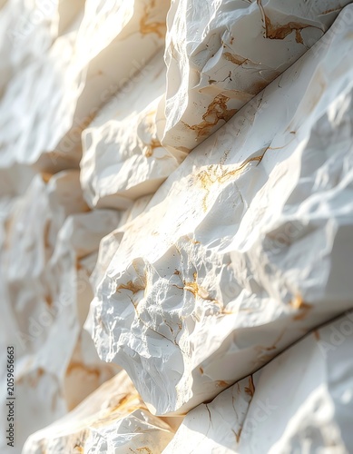 Close-up of layered white stone wall.