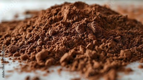 Cocoa powder fine texture close up dark brown