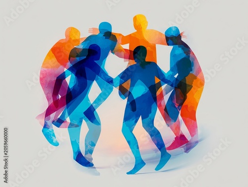 Abstract Football Players Circle Symbolizing Global Unity