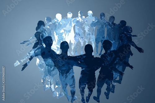 Abstract Football Players Circle Symbolizing Global Unity