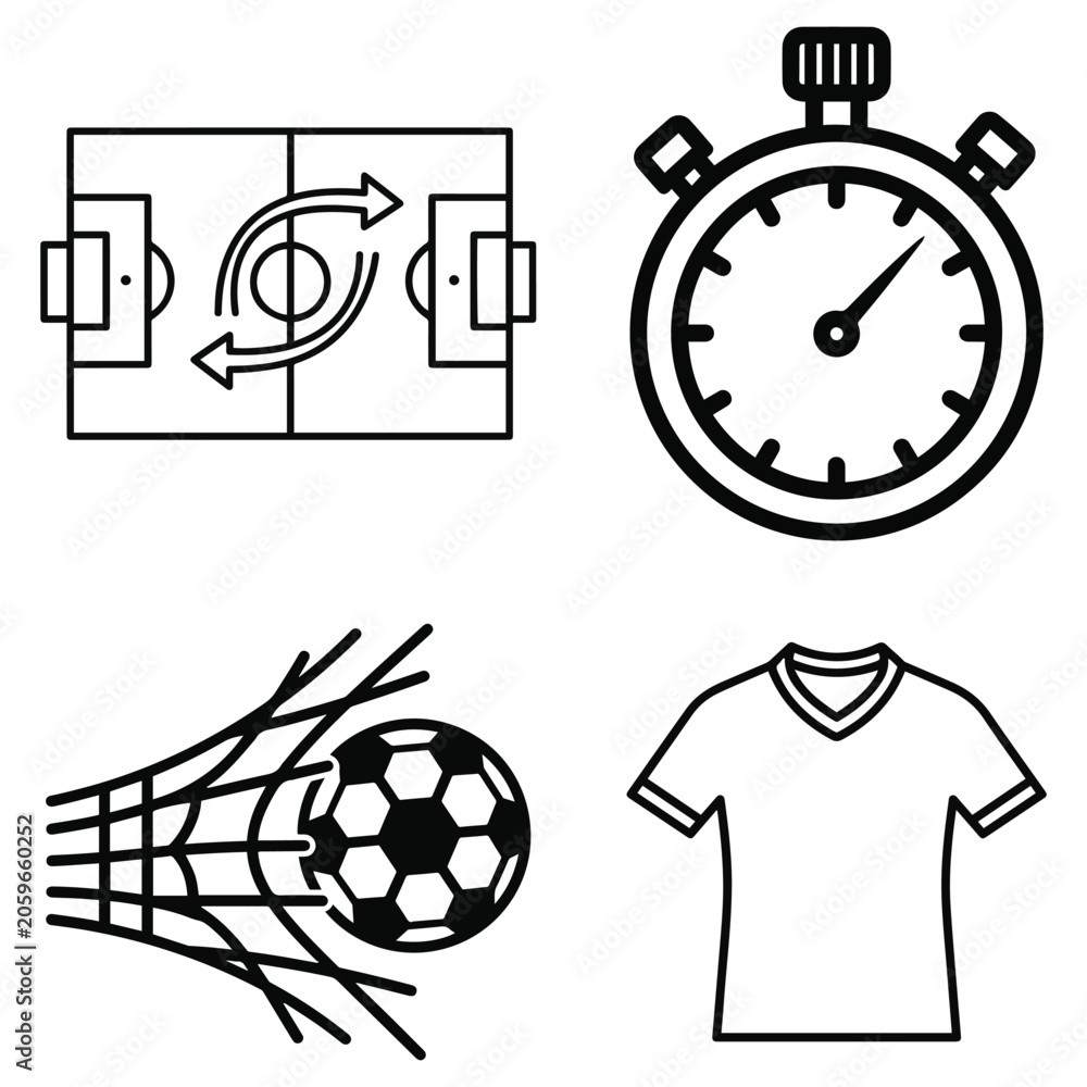Fototapeta premium Vintage Minimalist Soccer Goal Graphic Vector Silhouette Icon