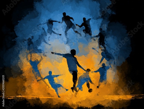 Abstract Football Players Circle Symbolizing Global Unity