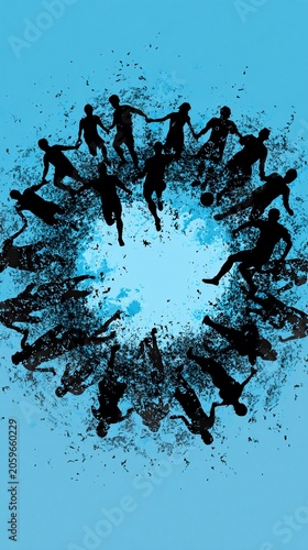 Abstract Football Players Circle Symbolizing Global Unity