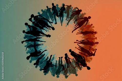 Abstract Football Players Circle Symbolizing Global Unity