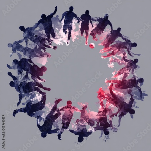 Abstract Football Players Circle Symbolizing Global Unity