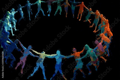 Abstract Football Players Circle Symbolizing Global Unity