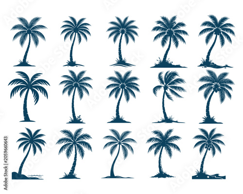 Tropical Palm Tree Collection Silhouette Vector Set Island Paradise Design