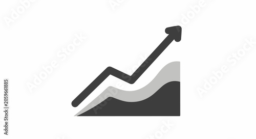 Upward trending line graph with layered areas below