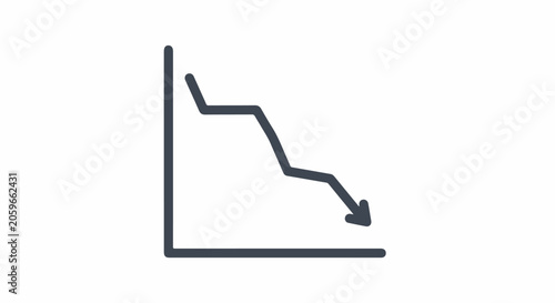 A dark line chart shows a downward trend with an arrow indicating a decline