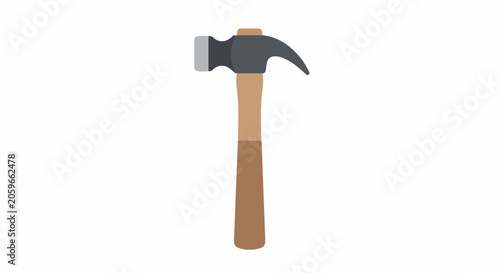 A simple, stylized claw hammer with a gray head and brown handle