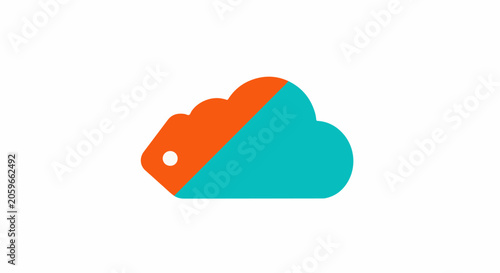 A simple graphic of a stylized cloud shape divided diagonally into orange and turquoise halves