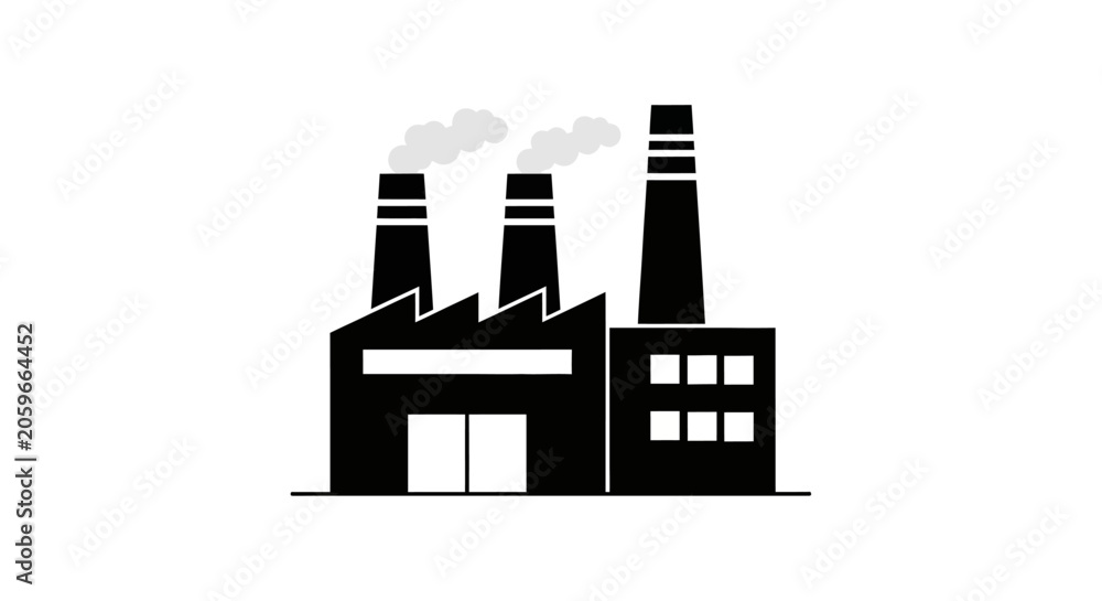 Fototapeta premium Industrial factory building with smokestacks.