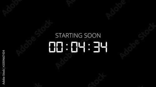 5 minute countdown timer on a transparent background, five minute countdown timer complete in one minute, 5 minute timer video in 4k