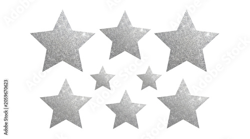 Glittering Silver Star Sticker Set, Isolated  transparent background