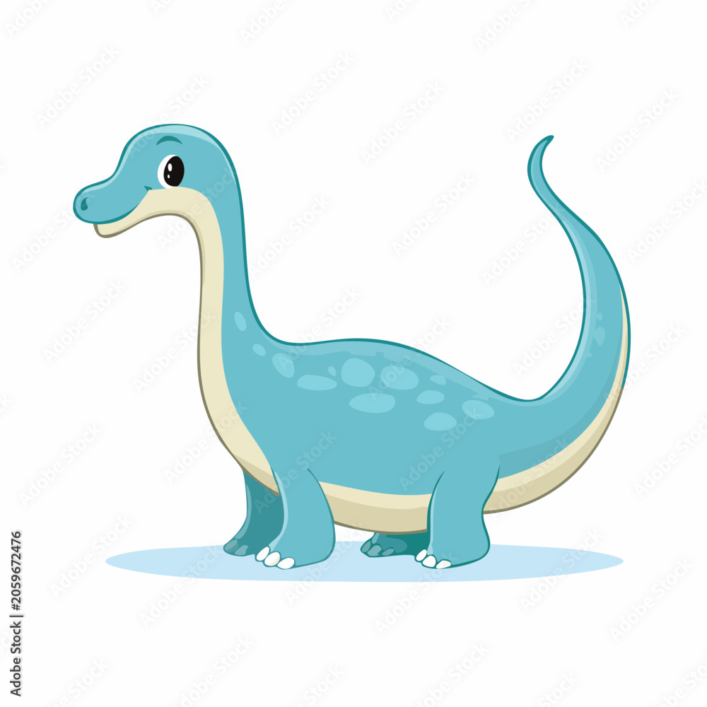 Fototapeta premium Cute Blue Cartoon Dinosaur
