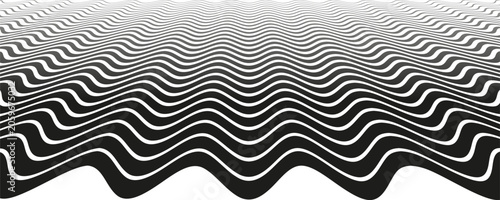 Black and White Wavy Lines Pattern. Abstract Textured Background. 