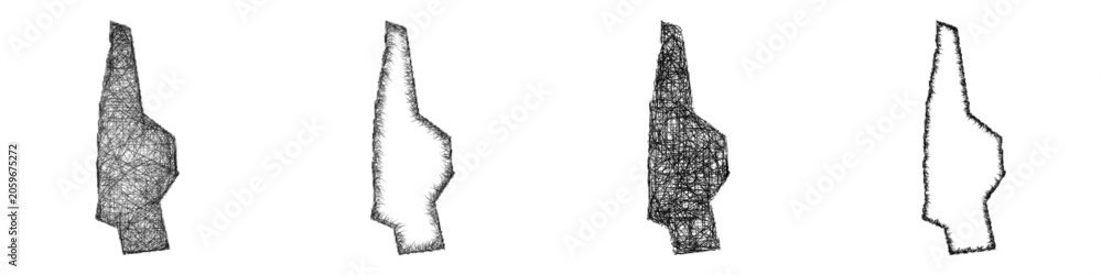 Fototapeta premium Sketch black and white Blackpool (England) outline map design set