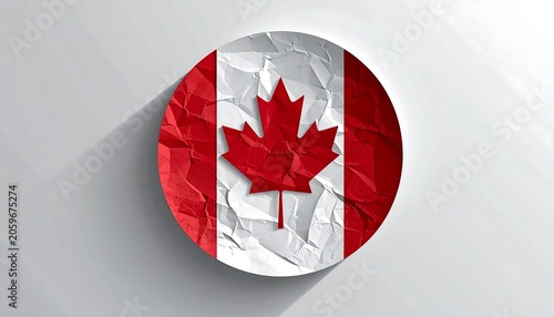 Graphic rendering of the Canadian flag on a wrinkled paper background