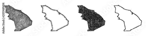 Fotografi Black and white sketch Bur Said (Egypt) outline map design set