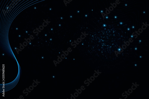 Futuristic 3D rendering of glowing blue particle waves professional high tech background