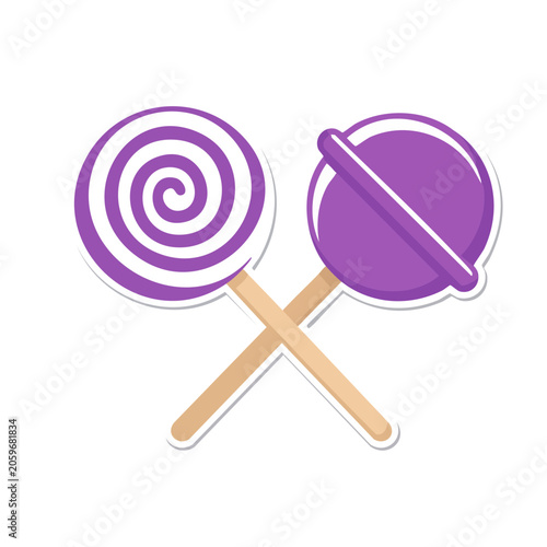 Crossed purple lollipops illustration