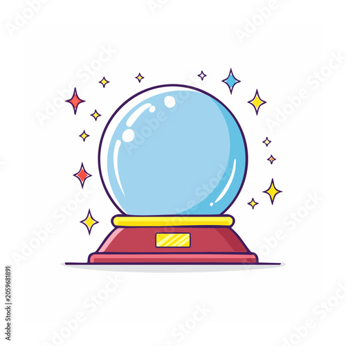 Flat Design Crystal Ball with Magic Stars