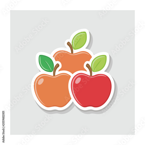 Flat Design Illustration of Apples with Leaves