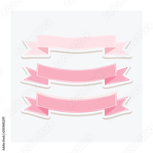 Set of pink decorative banners in flat design