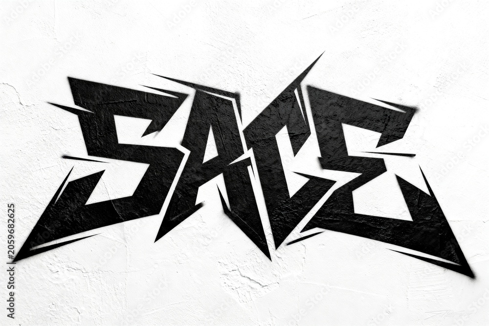 Obraz premium Bold Black Graffiti Art on White Wall
