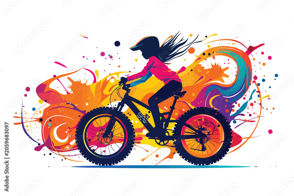 Fototapeta premium kid riding bicycle isolated illustration