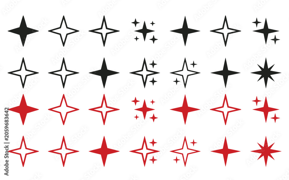 Fototapeta premium Star icons for web design and ui elements, vector symbols