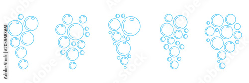 Cuadro en lienzo Bubble Icon Set Featuring Soap Foam, Oxygen Bubbles, Effervescent Effects and Fi