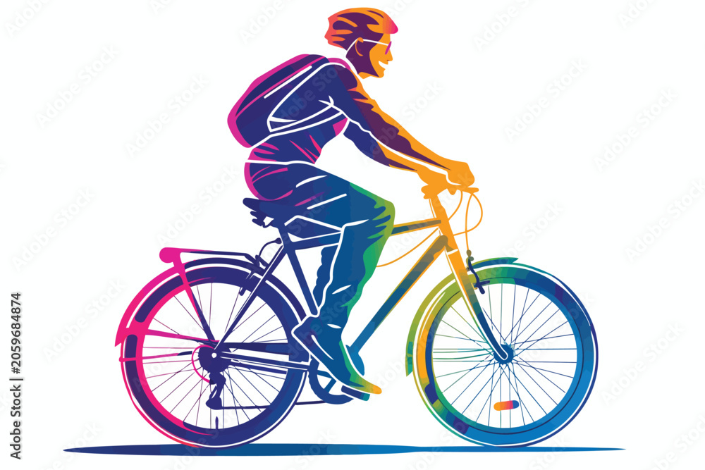 Fototapeta premium lgbt person riding bicycle isolated illustration