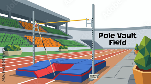 Photos professional pole vault athletics stadium environment with competition field tra