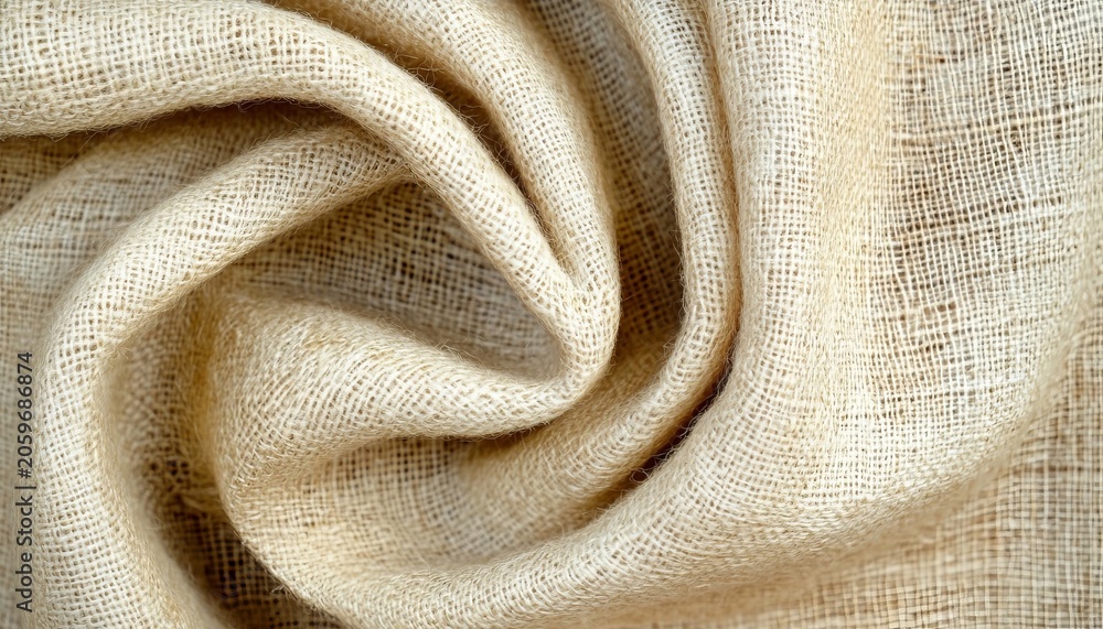 Fototapeta premium Close-Up of Elegant Beige Cotton Fabric Texture, Luxurious Weave for Minimalist Backdrop Use