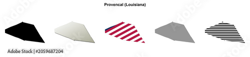 Konstfotografi Provencal (Louisiana) blank outline map set