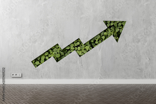 Green arrow shaping ecological growth with sustainable progress