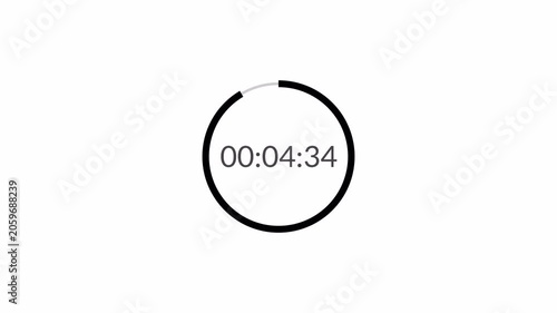 5 minute countdown timer on a transparent background, five minute countdown timer complete in one minute, 5 minute timer video in 4k