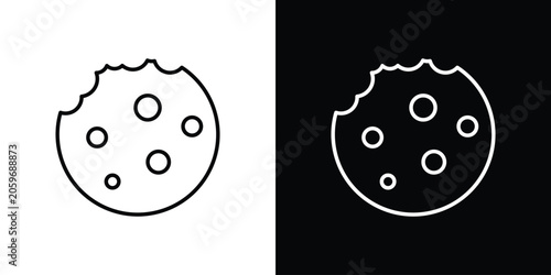 Cookie icon symbol. Vector outline drawing.